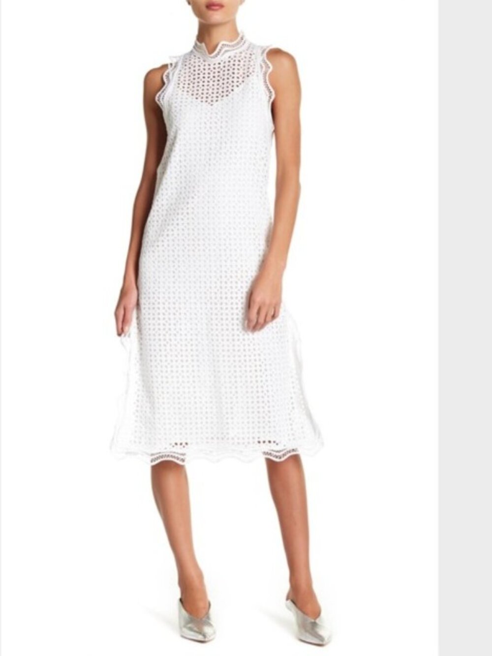 IRO Vicki Sleeveless Eyelet Midi Dress White, Size 34, In New Condition